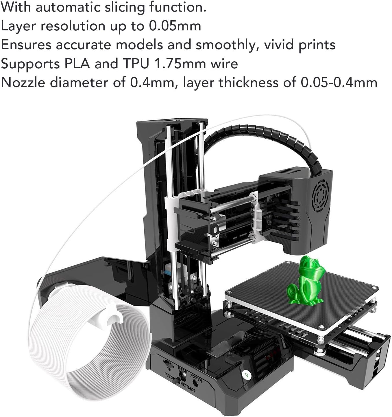 Gonetre Entry Level Beginners 3D Printer Fast Heating 4x4x4in Building Size 32 Bit 64 Bit 3D Printing Machine Beginner Friendly Mini Printer for Kids and Hobbyists (US Plug)