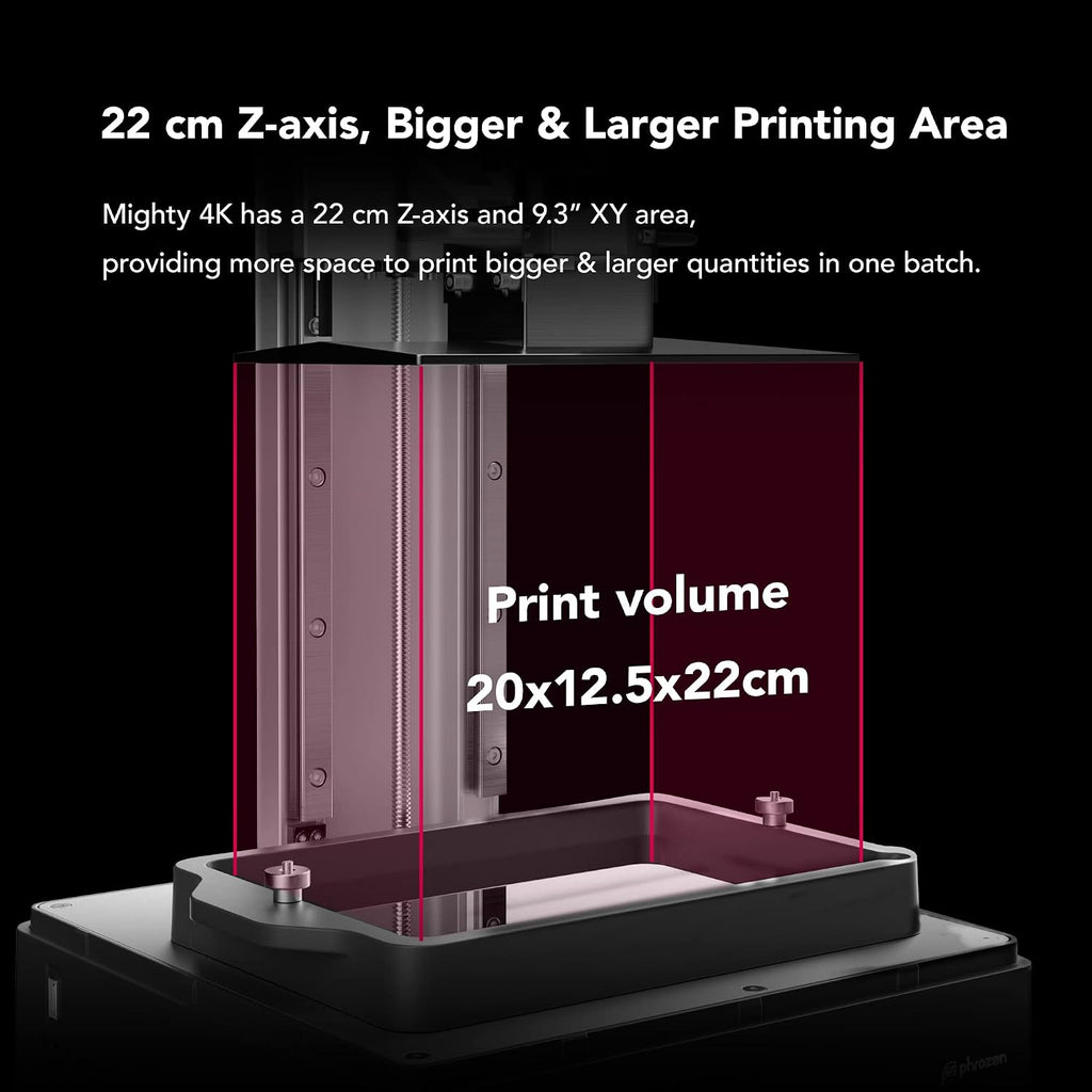 Phrozen Sonic Mighty 4K Large LCD Resin 3D Printer, L7.9 x W4.9 x H8.7 Printing Volume, 9.3' Mono LCD Screen & 22cm Z-axis, Matrix LED UV Light Tech, Large 3D Models, Miniatures,Tabletops