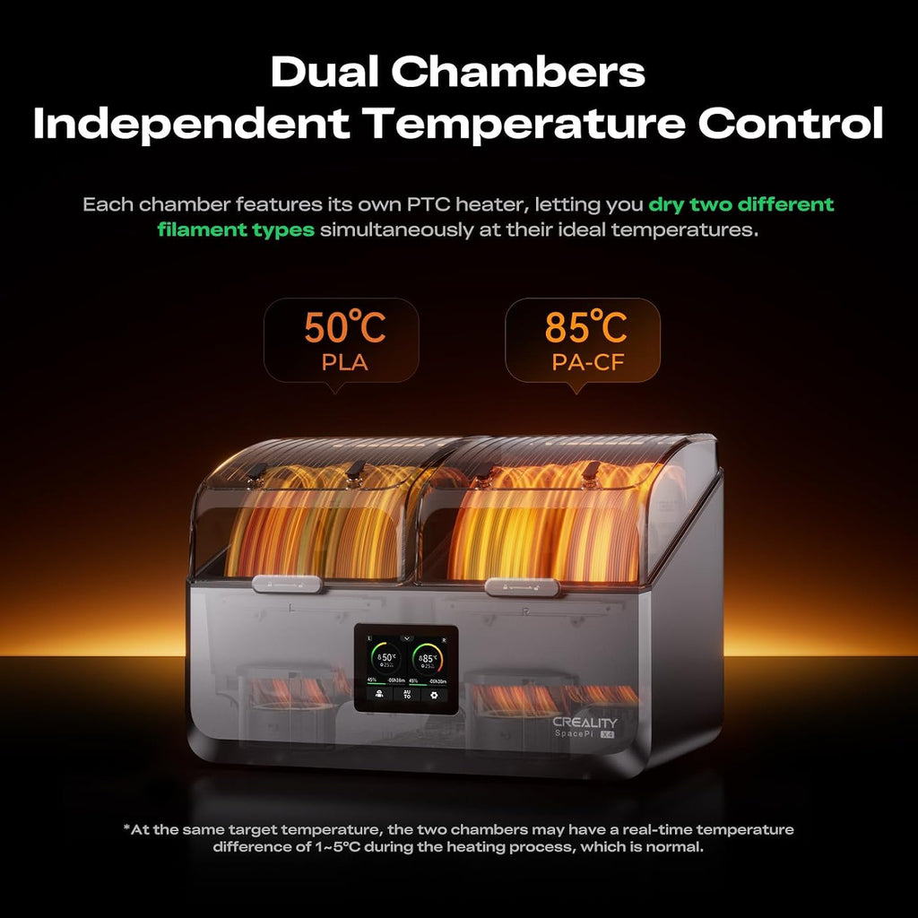 Creality Space Pi X4 Filament Dryer Box, New Upgrade 4-Spool 3D Printer Filament Storage with Dual Heating Chambers, 200W Fast Heating Up to 85℃, for PLA, PETG, ABS, TPU, Nylon, PC