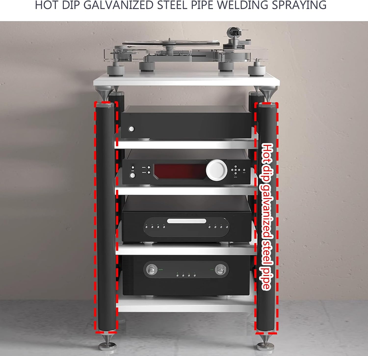 Audio Rack Stereo Cabinet,AV Media Stand,Stereo Racks and Stands,Dvd Stand Storage Tower,Corner Shelf TV Stand,Audio-video Shelving,Entertainment Stand,for Home Theater(Black,62x57x100cm)