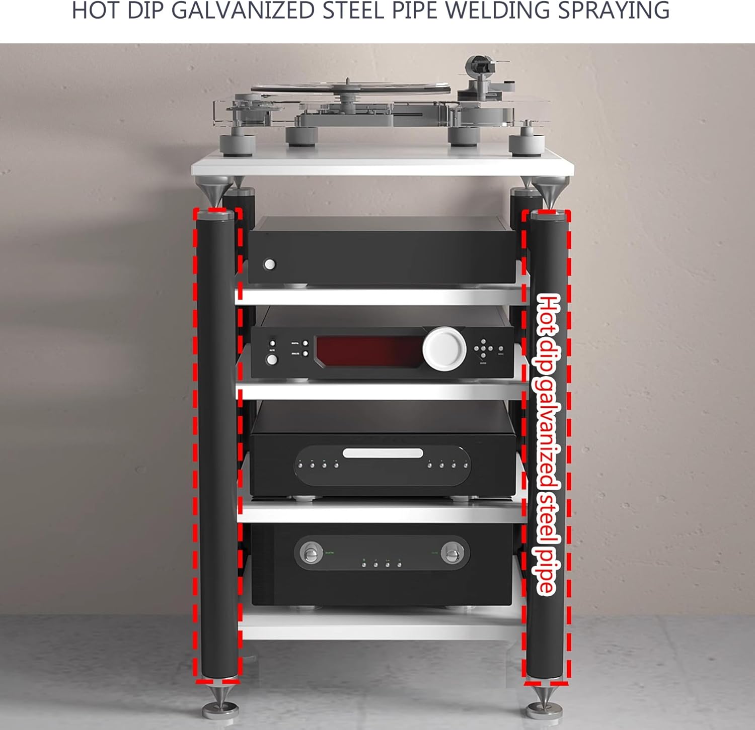 Audio Rack Stereo Cabinet,AV Media Stand,Stereo Racks and Stands,Dvd Stand Storage Tower,Corner Shelf TV Stand,Audio-video Shelving,Entertainment Stand,for Home Theater(Black,62x57x78cm)