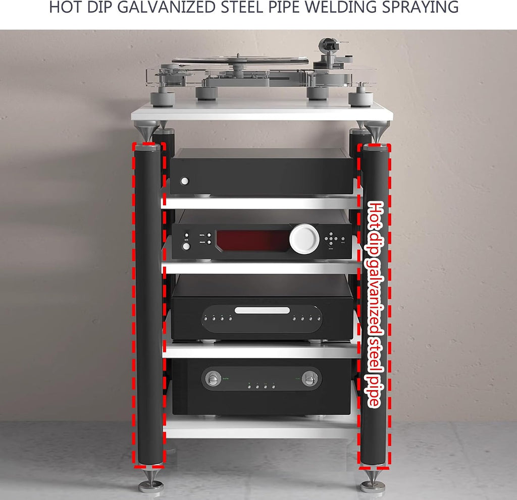 Audio Rack Stereo Cabinet,AV Media Stand,Stereo Racks and Stands,Dvd Stand Storage Tower,Corner Shelf TV Stand,Audio-video Shelving,Entertainment Stand,for Home Theater(Black white,62x57x56cm)