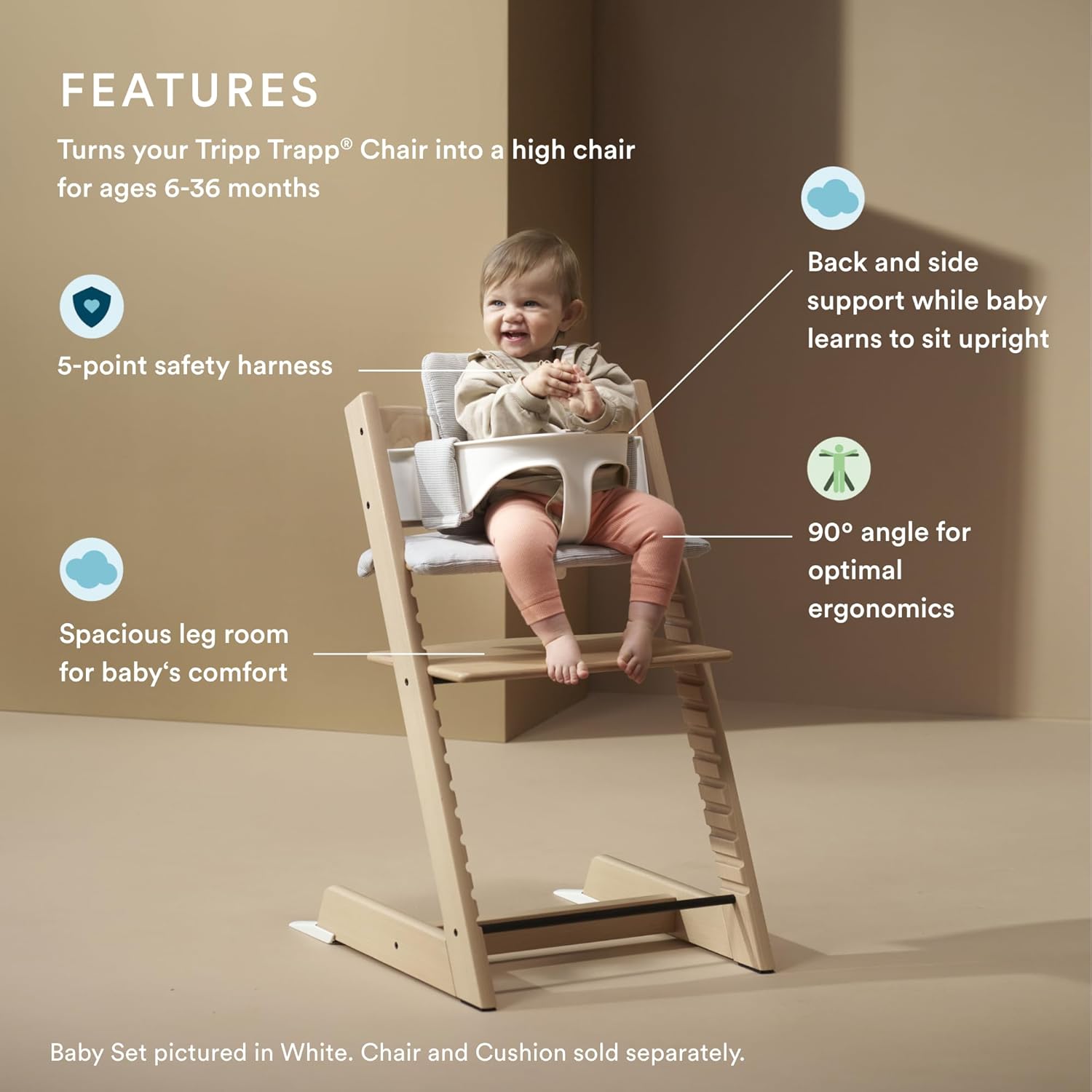 Stokke Tripp Trapp Baby Set 2, Terracotta - Ages 6-36 Months - Convert The Tripp Trapp Chair into a Comfortable High Chair - Includes Stokke Harness 2