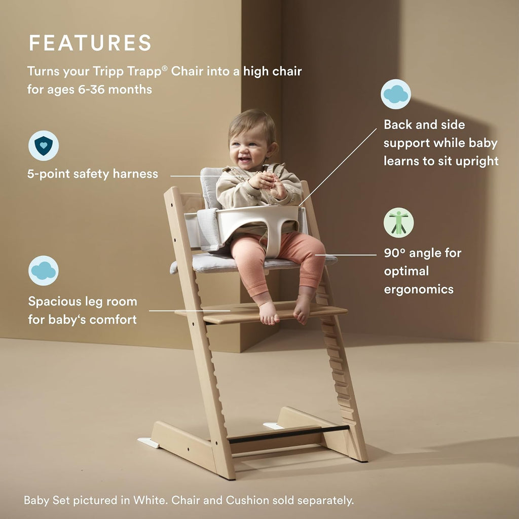 Stokke Tripp Trapp Baby Set 2, Storm Grey - Ages 6-36 Months - Convert The Tripp Trapp Chair into a Comfortable High Chair - Includes Stokke Harness 2