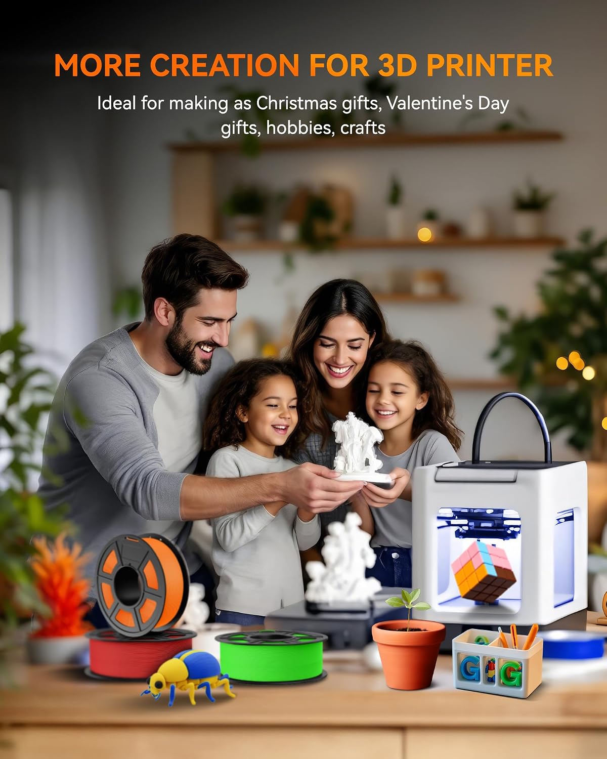 TECBEARS Rapid PETG Filament Bundle，High Speed 3D Printer Filament, High Toughness PETG, Pack of 10, 10 Colors, Black+White+Gray+Red+Orange+Green+Blue+Pink+Yellow+Sky Blue
