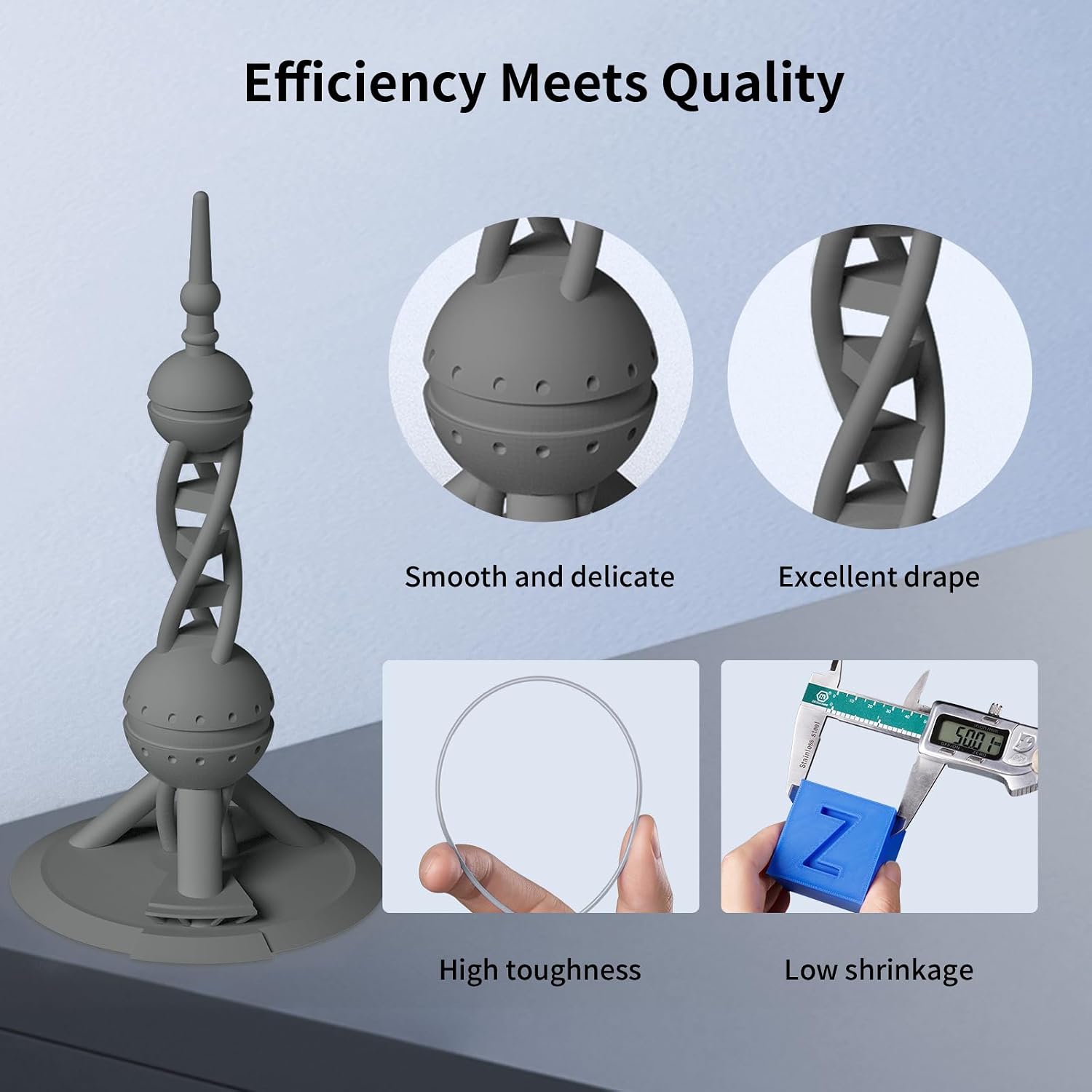 ANYCUBIC High Speed 3D Printer Filament 1.75mm Bundle, Rapid PLA Filament with High Prints Quality, Dimensional Accuracy +/- 0.02mm, 1KG Reusable Spool, 10 Pack Texture Grey