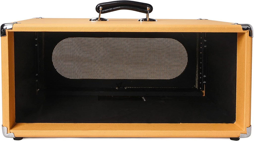 Sound Town Vintage 4U Amp Rack Case, 12.5' Depth with Rubber Feet, Dust Cover, Kickstand, Orange (STVRC-4OR)