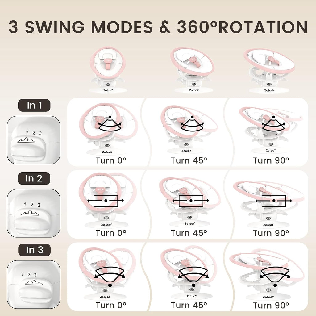 3-in-1 Baby Swing for Infants to Toddler, Infant Swing with 5 Speeds & 3 Swing Modes, 12 Melodies, Electric Swing for Baby, Up to 25 lbs, Pink