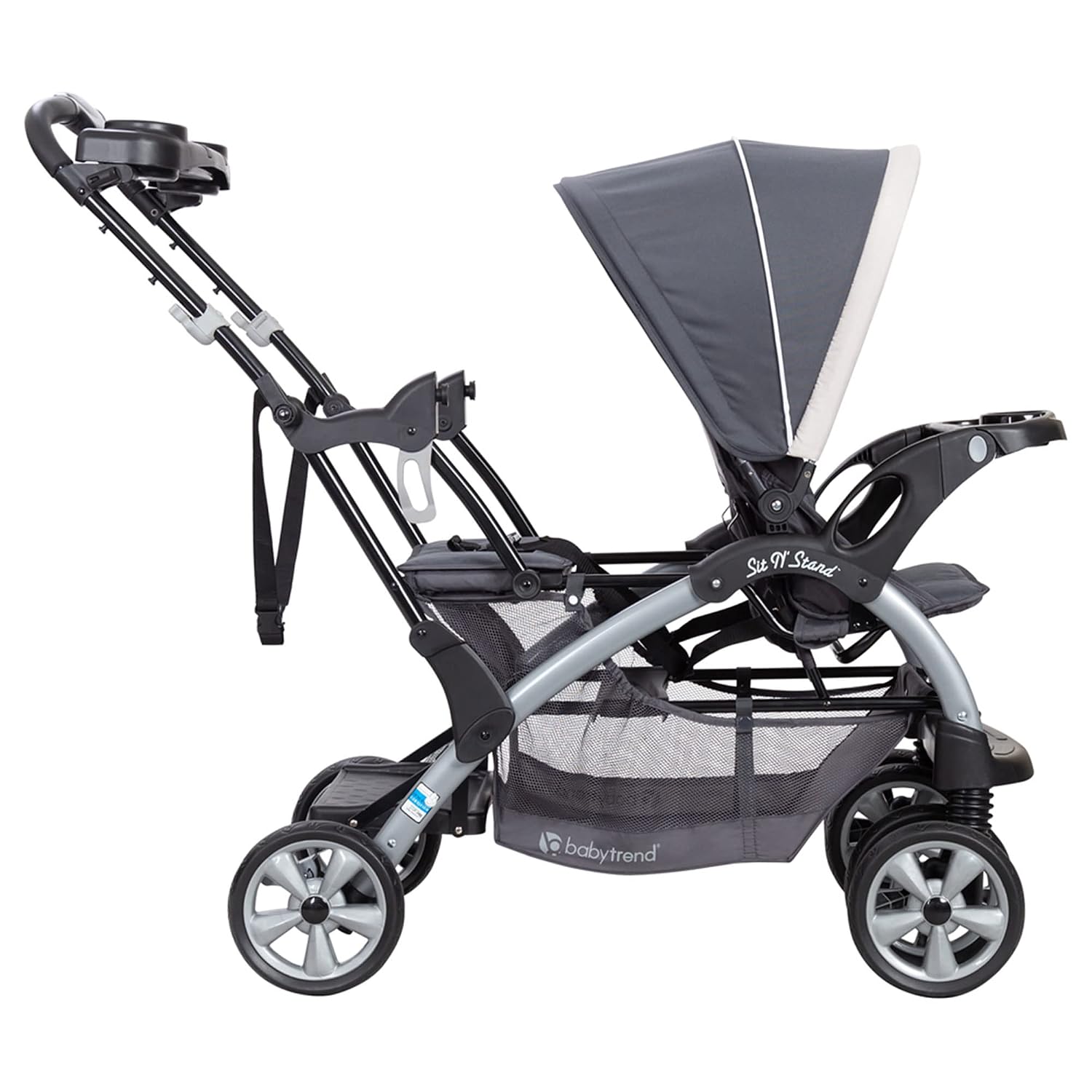 Baby Trend Sit N' Stand Convertible Multi-Use Easy Fold Travel Toddler & Baby Tandem Double Stroller with Safety Harness and Storage Basket, Magnolia