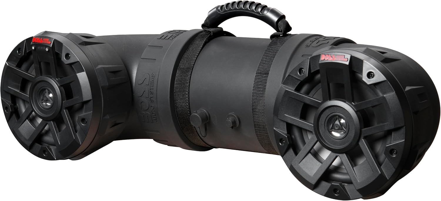 BOSS Audio Systems ATVB6.5R ATV UTV Weatherproof Sound System - 6.5 Inch Speakers, 1 Inch Tweeters, Built-in Amplifier, Bluetooth, Rechargeable Battery, Easy Installation for 12 Volt Vehicles