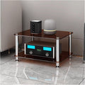 YLLFFLL 1/2/3/4-tier Media Stand Audio/Video Component Cabinet with Glass Shelf, Heavy Duty Stereo Racks and Stands Stereo System, Modern Audio Rack Tower(Brown,2 Tier)