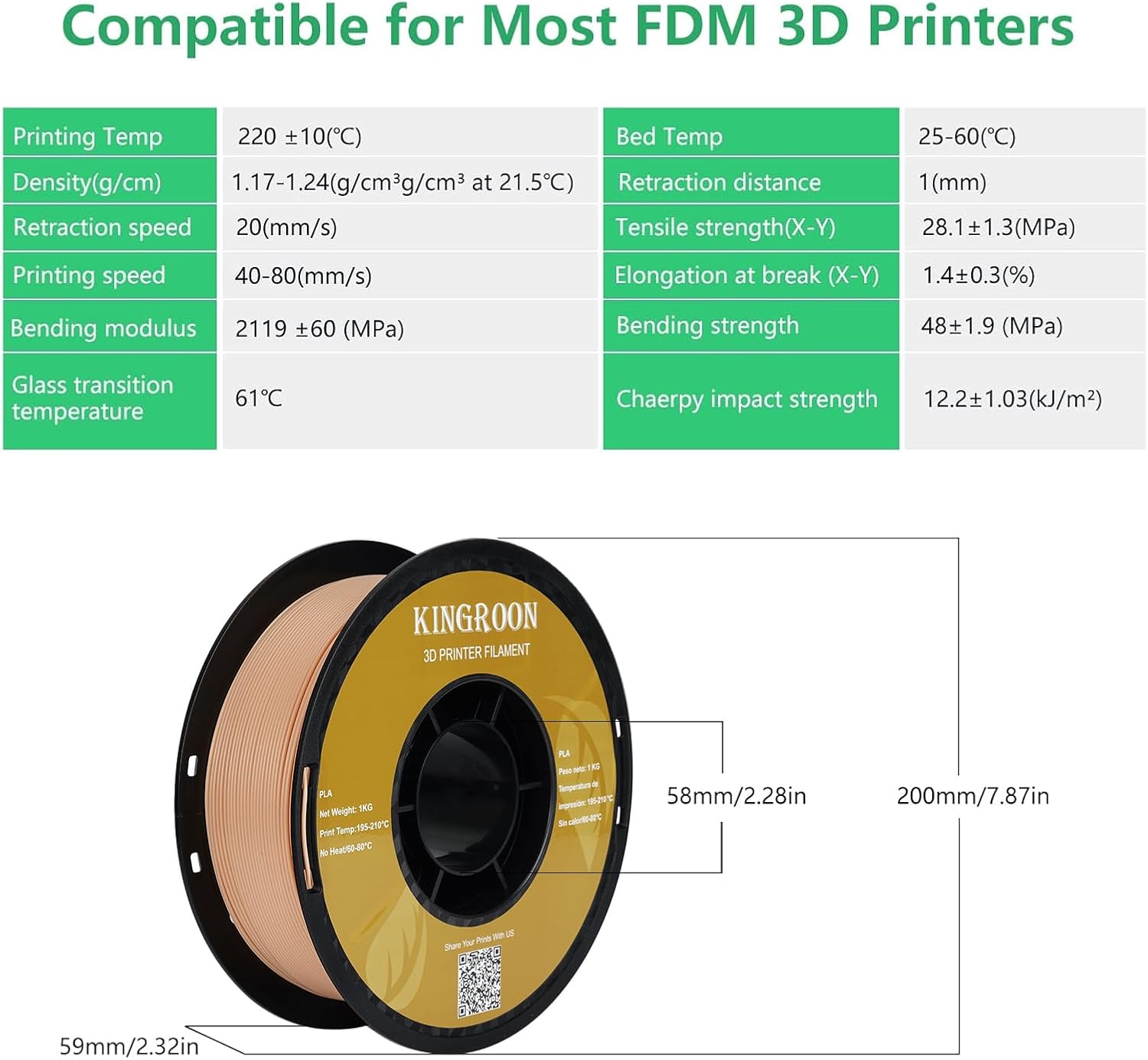 Kingroon PLA 3D Printer Filament,10 Rolls,Dimensional Accuracy +/- 0.02 mm, 1 kg Spool(2.2lbs), 1.75 mm，Red Blue Green Yellow Wood Orange Pink Purple Silver Skin