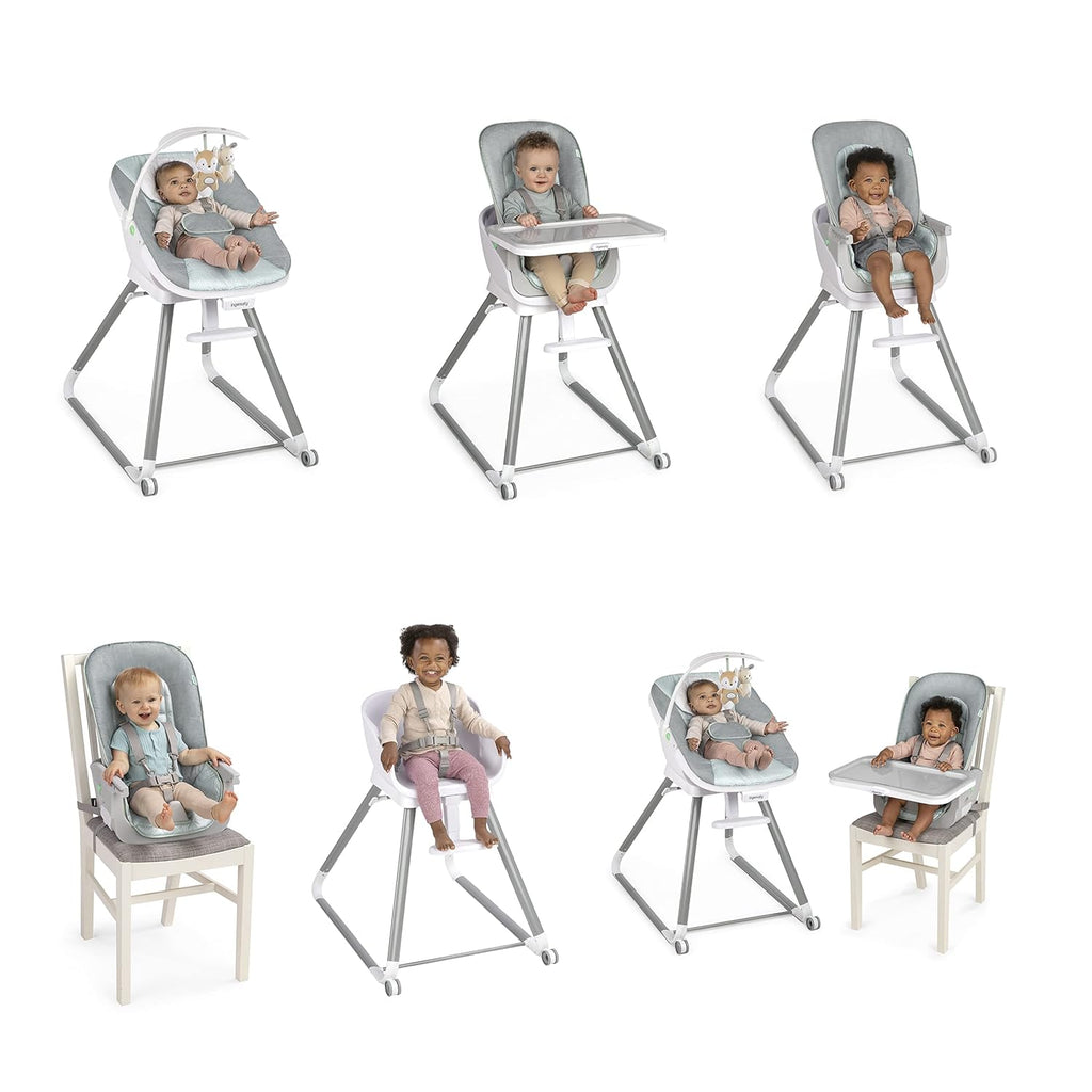 Ingenuity Beanstalk Baby to Big Kid 6-in-1 High Chair Converts from Soothing Infant Seat to Dining Booster Seat and more, Newborn to 5 Yrs - Ray