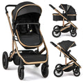 INFANS 2 in 1 Baby Stroller, Folding Newborn Pram Convertible Stroller Bassinet for Infant Foldable High Landscape Shock Absorption with Reversible Seat Aluminum Structure for Pushchair
