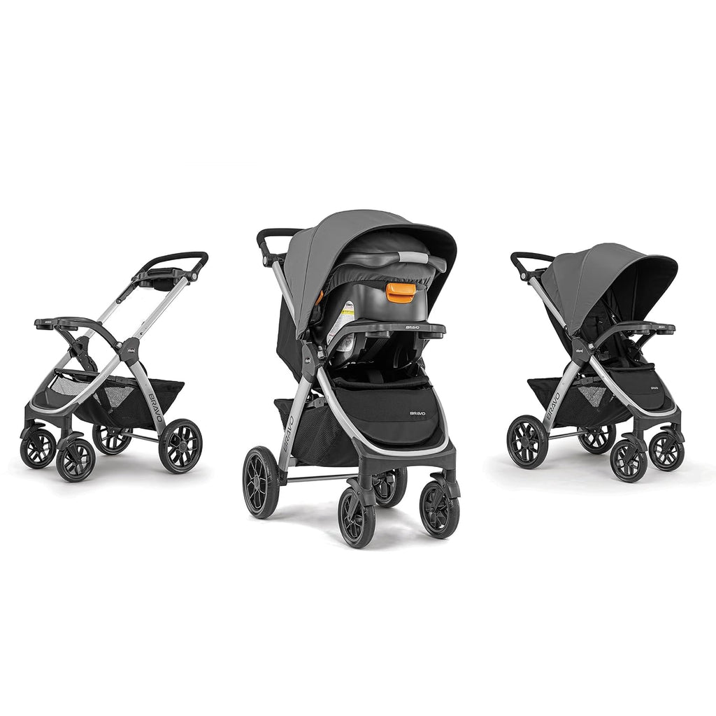 Chicco Bravo® 3-in-1 Trio Travel System, Bravo® Quick-Fold Stroller with KeyFit® 30 Infant Car Seat and Base, Car Seat and Stroller Combo | Parker