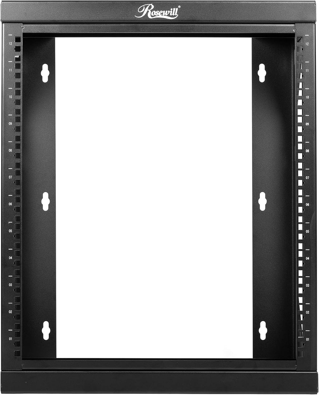 Rosewill 12U Server Rack with Swing Gate -Wall Mount Rack for 19 Inch IT Equipment Open Frame Rack AV & Server Adjustable Depth 18 inches to 26 inches 9U Rack, Black