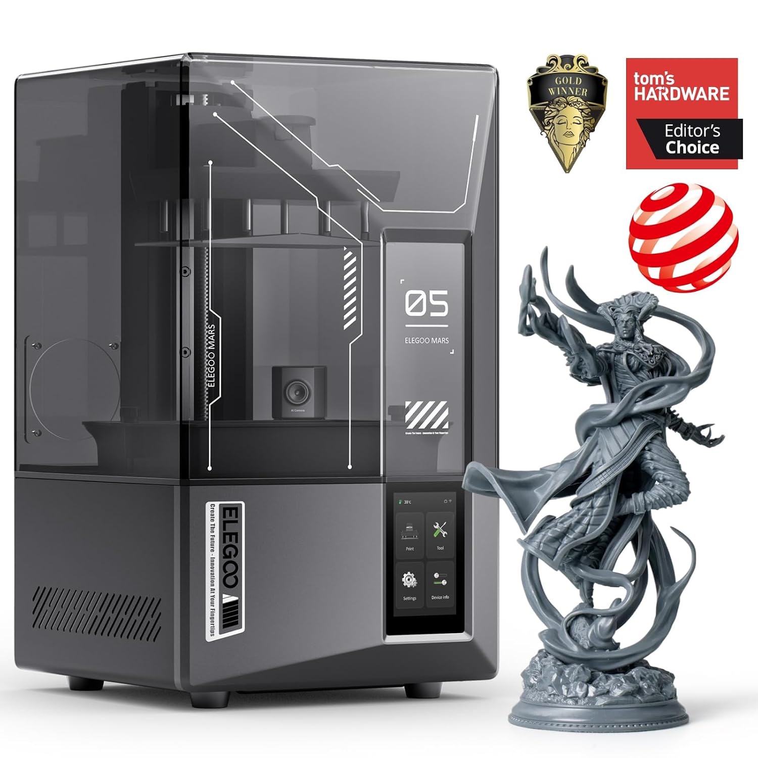 ELEGOO Mars 5 Ultra Resin 3D Printer with 7' 9K Mono LCD, 150mm/h High Speed Printing, Smart Automatic Leveling, Intelligent Detection, WiFi-Transfer, Printing Size of 6.04 × 3.06 × 6.49 inch