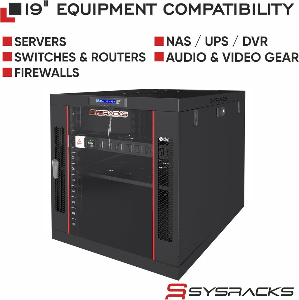 19' Server Rack Cabinet 18U – 35' Deep Network Cabinet Enclosure with Glass Door, Locking Panels, Cooling Fans, PDU & Shelf, IT Rack for Servers, Switches, AV Equipment