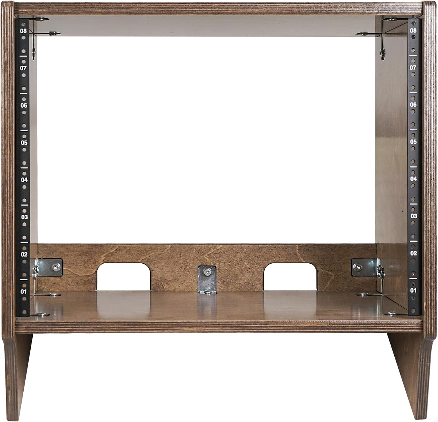 Sound Town DIY 8U Angled Desktop Turret Studio Rack with Solid Baltic Birch Plywood, Weathered Brown, Assembly Required (SDRK-8SLB)