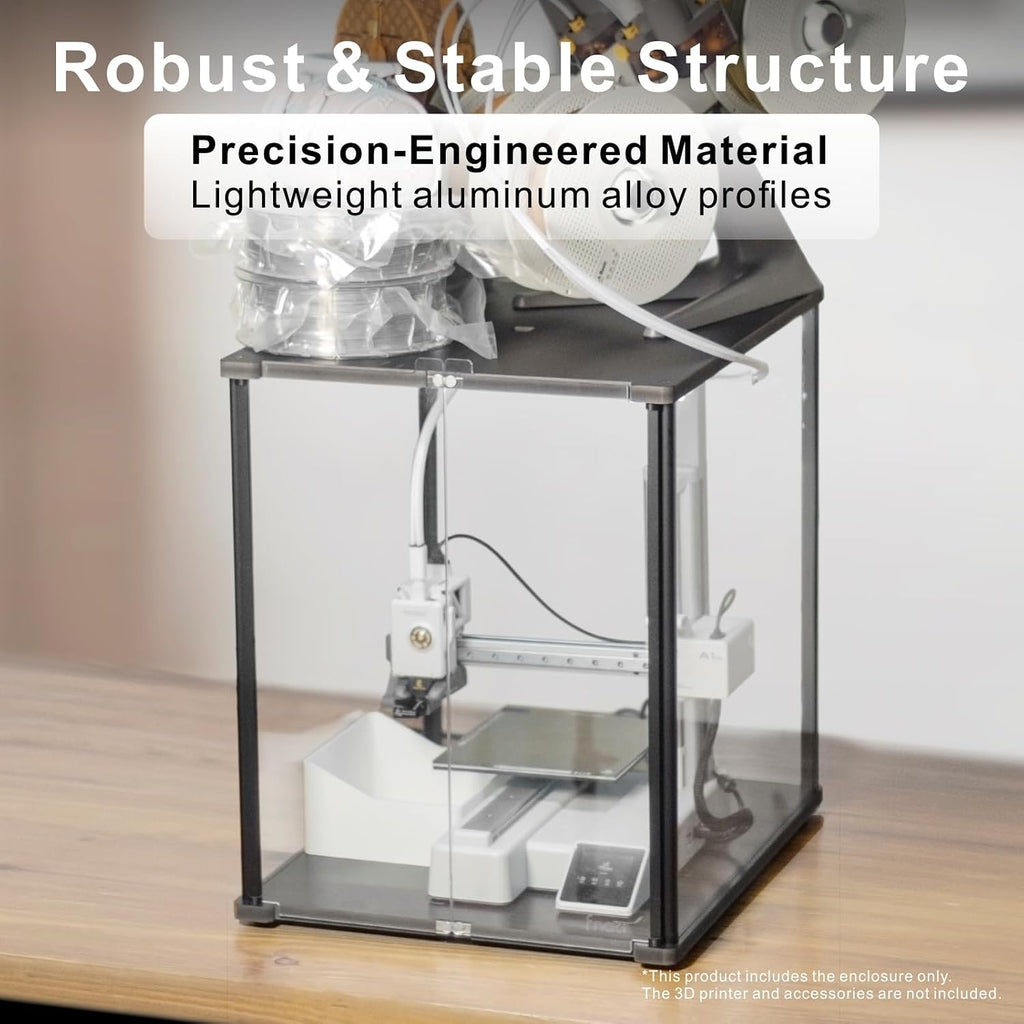 3D Printer Enclosure for Bambu Lab A1 Mini - Fume & Odor Control, Ventilation Cutout for Air Purification, Overheating Protection, LED Light, Versatile AMS Lite Placement, Black