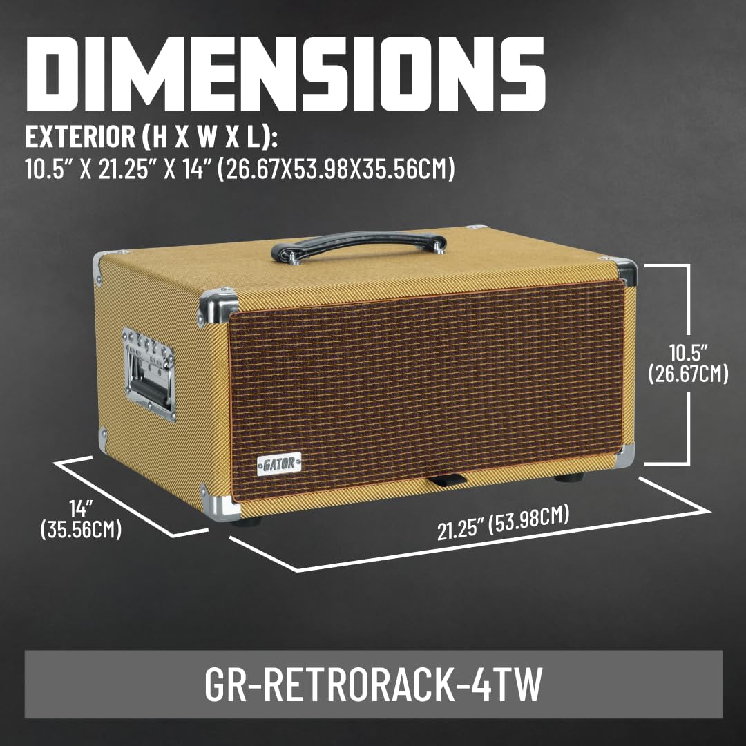 Gator Cases Retro Series Vintage Amp Rack Case; 4U Tweed (GR-RETRORACK-4TW)