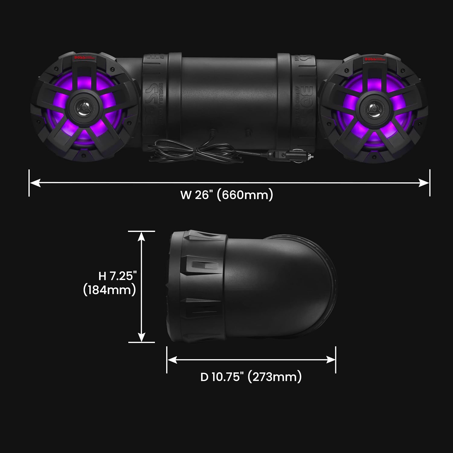 BOSS Audio Systems ATV65BRGB ATV Sound System - 6.5 Inch Speakers, Tweeters, IPX5 Weatherproof, Bluetooth, Built-in Amp, Multi-Color Illumination