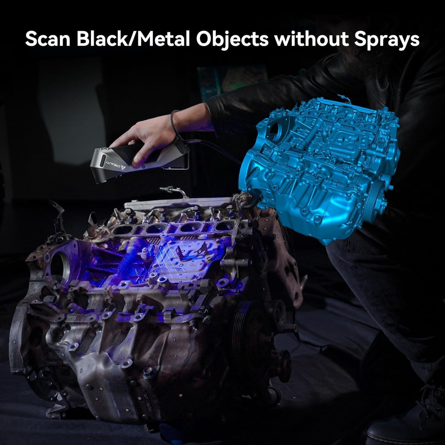 Creality 3D Scanner CR-Scan Raptor for 3D Printing, 60fps Multiple-line Blue & NIR Consumer Handheld Scanner 0.02mm Accuracy, Anti-Shake Tracking, 24-Bit Fast Full-Color Scanning for Windows macOS