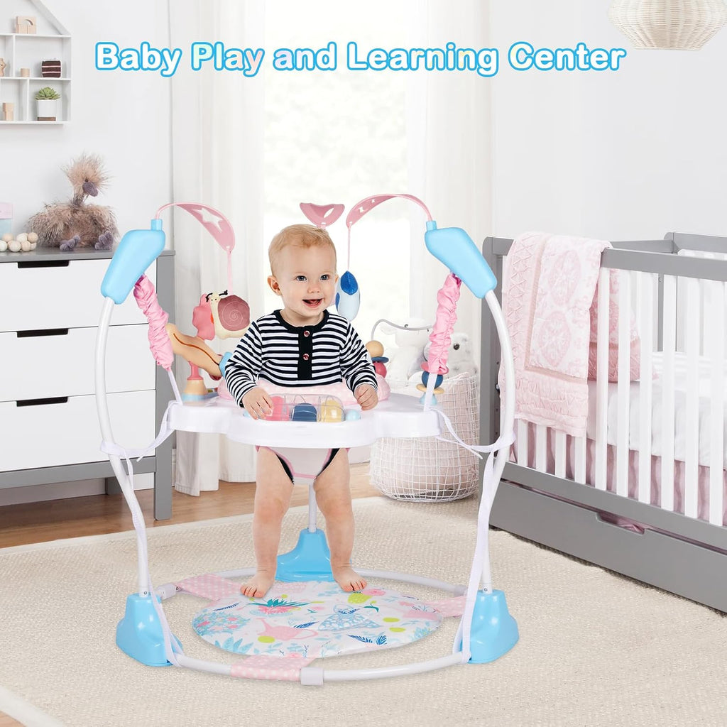 Baby Activity Center, Infant Jumpers and Bouncers with Music, Lights, Infant Toys, 360°Rotating Seat, 3 Adjustable Heights, Baby Play and Learning Center for 6+ Months