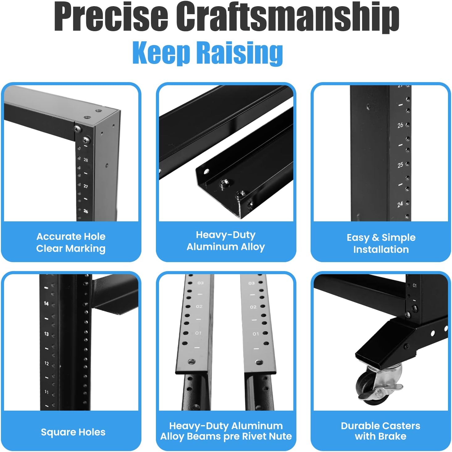 Open Rack 15U 4 Post Open Frame 19-Inch Data Network Desktop Server/Audio Rack