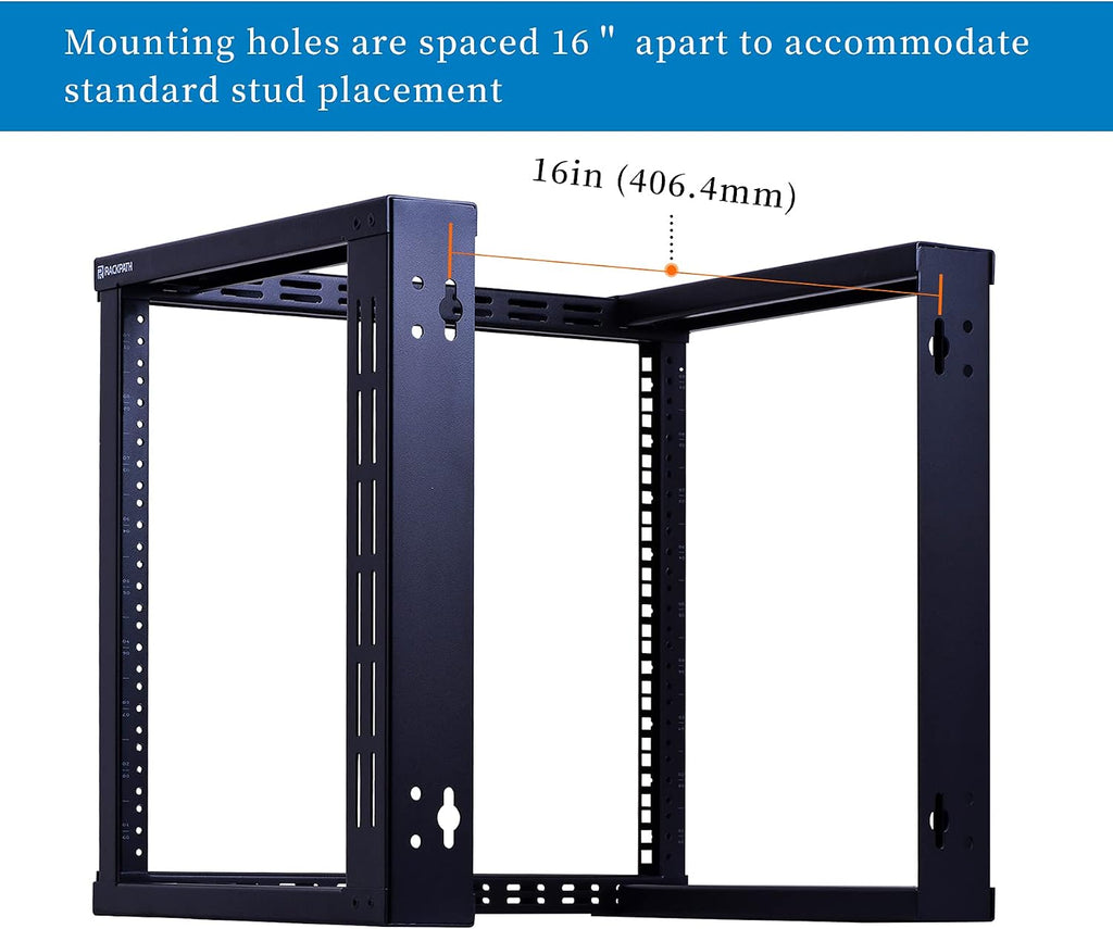 RackPath 9U Wall Mount Rack Open Frame 19in Server Equipment Rack Heavy Duty - 17in Depth
