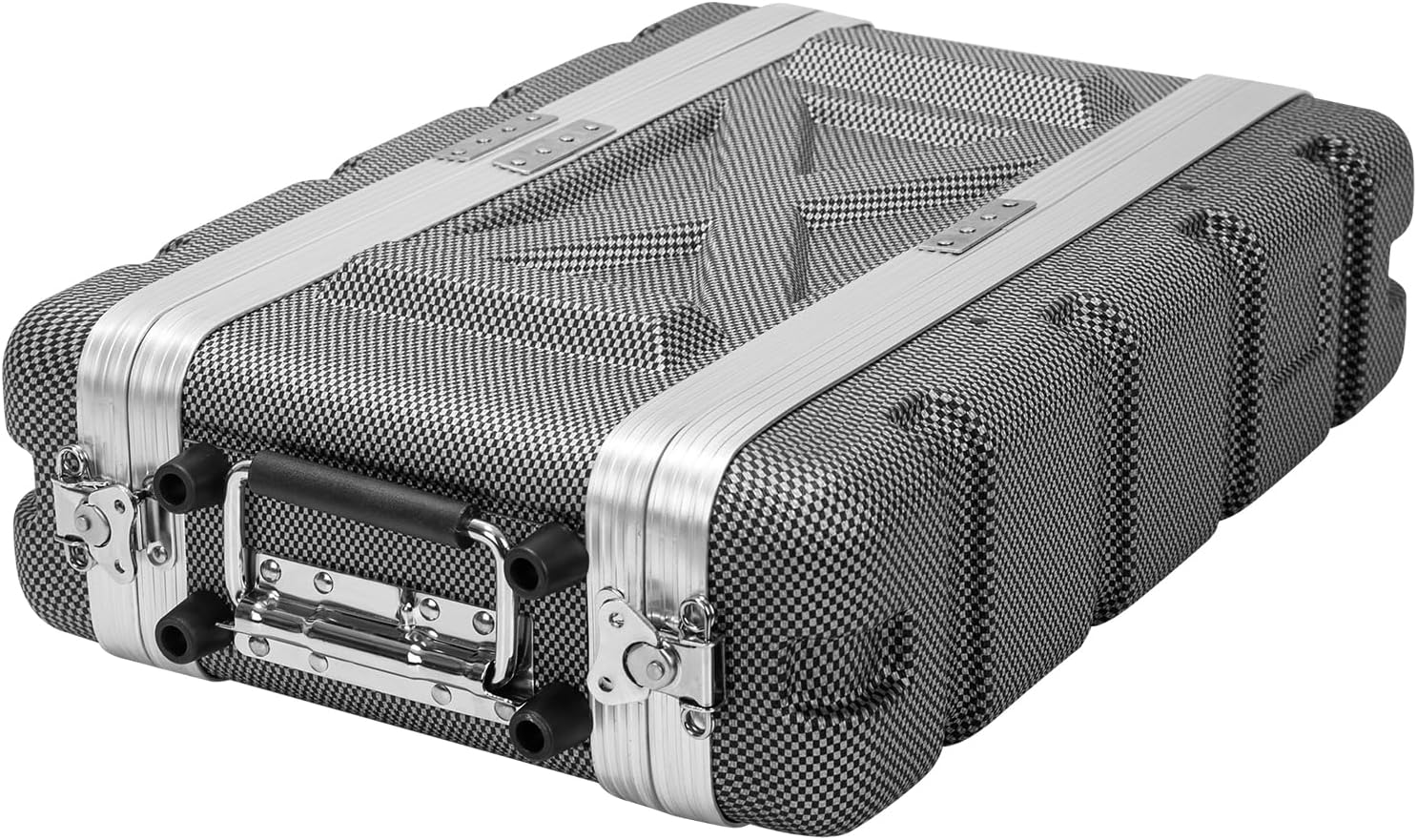 2U ABS Rack Case Shallow 8' Depth, 19' Rackmount Flight Road Travel Case, Waterproof Protective Hard Case with Customized Foam, Wireless Mic System Storage/Amp/Effect/DJ Mixer