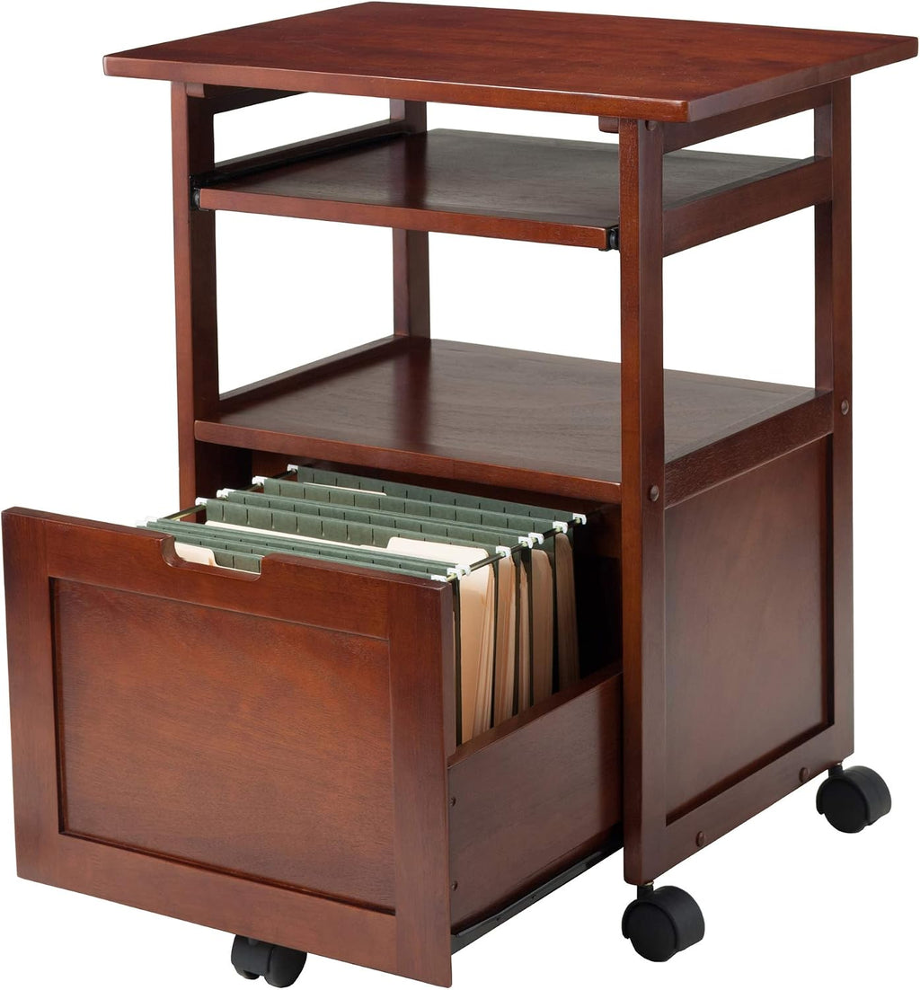 Winsome Piper 3-Shelf Wood Mobile Printer Stand, Brown (94427)