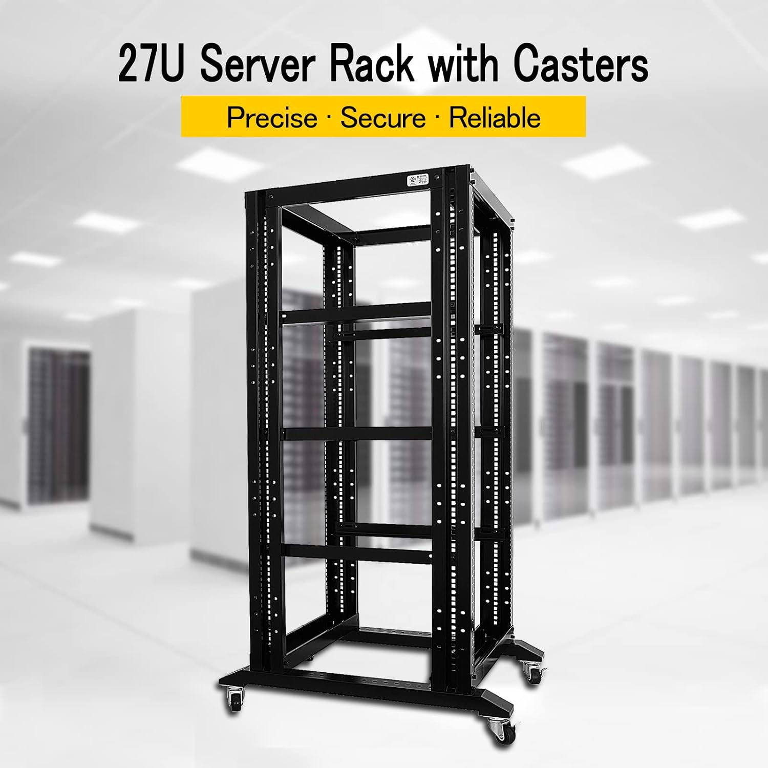 Server Rack Open Frame Rack 4 Post 19 inch Adjustable Server/Audio Rack Cold Rolled Steel(27U,24Depth)