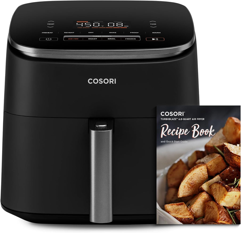 COSORI Air Fryer TurboBlaze 6.0-Quart Compact Airfryer that Roast, Bake, Proof, 9 Functions & Air Fryer Liners, 100 PCS Square Disposable Paper Liners, Non-Stick Silicone Oil Coating