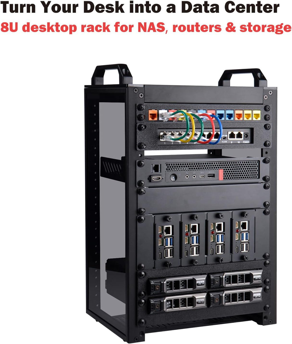 GeeekPi 8U Server Cabinet, 10 inch Server Rack for Network, Servers, Audio, and Video Equipment, DeskPi RackMate T1 Rackmount, 7.87 inch Depth