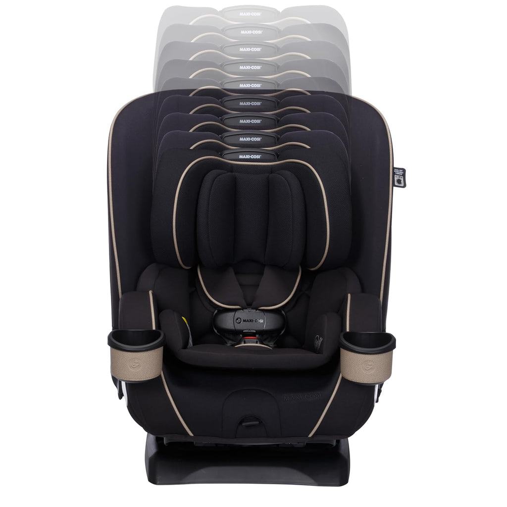 Maxi-Cosi Kani 4-in-1 Infant Kids Convertible Car Seat, Rear-Facing, Forward-Facing, Booster, Slim 3-Across Fit, Magnetic Buckle, 5-Position Recline, Fits 5-100 lbs, 19-57 in, Caspian Caviar