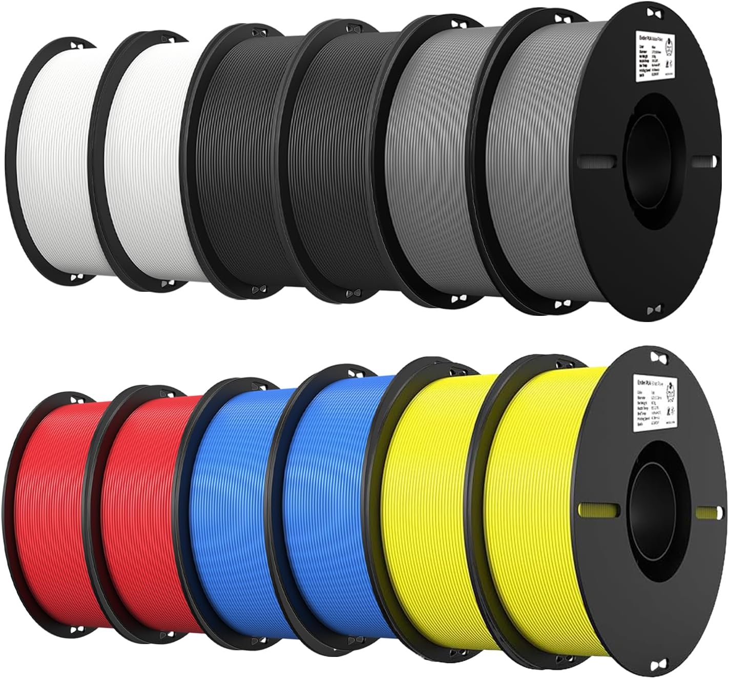 Creality 3D Printer Filament, 3D Printing Filament Tougher and Stronger, Accuracy +/- 0.02mm, 12kg, Black*2,White*2,Grey*2,Blue*2,Red*2,Yellow*2