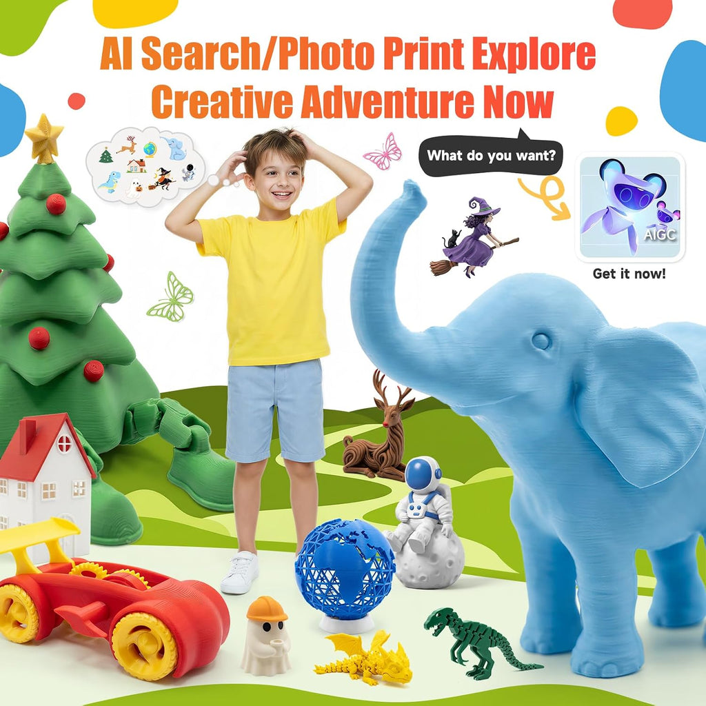 Entina Tina2C 3D Printer for Kids & Beginners, Fully Assembled Starter Mini 3D Printer, Start in 8 Mins, App & WiFi Control, Auto Leveling, 1500+ Model Library, 20+ Creative DIY Modules for STEM, Home