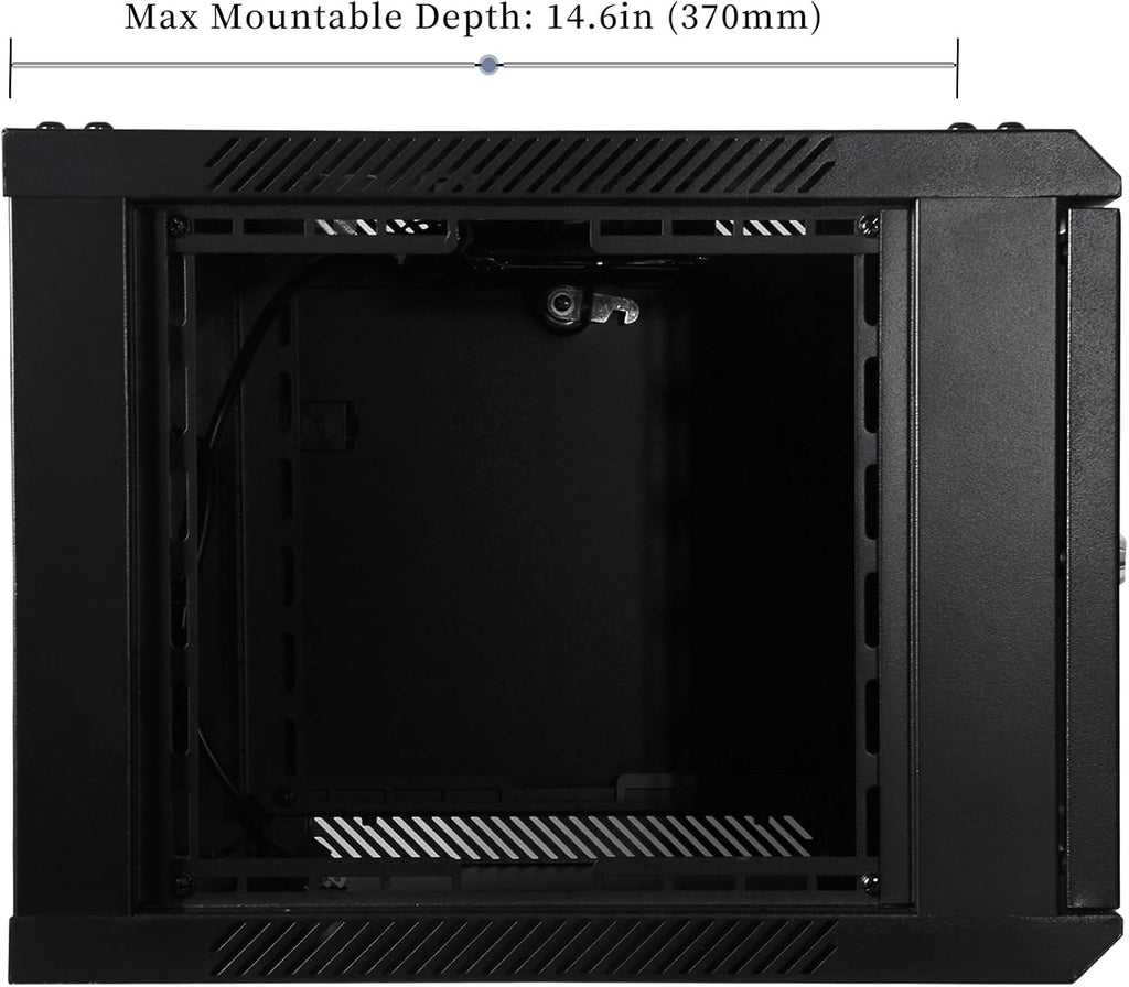 RackPath 6U Wall Mount Network Rack Cabinet – Quiet Cooling Fan, Locking Glass Door, 17.7' Deep (450mm), Removable Locking Side Panels, Fits 19' IT & A/V Equipment