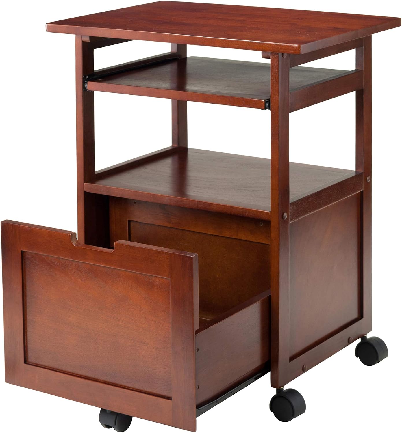 Winsome Piper 3-Shelf Wood Mobile Printer Stand, Brown (94427)