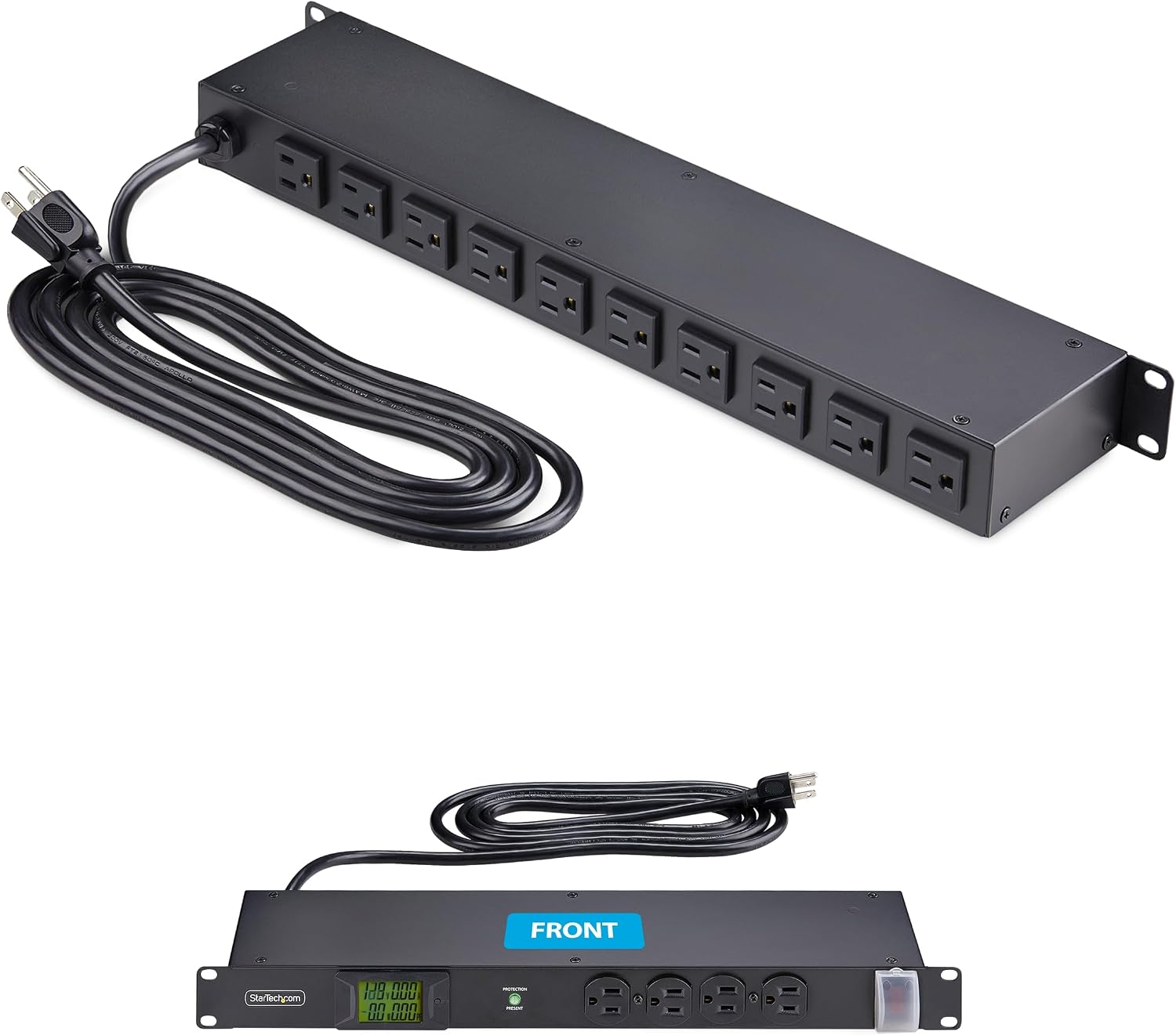 StarTech.com 16-Outlet Horizontal Rack Mount Metered PDU, 1U Server Power Strip w/Surge Protector, 8ft/2.4m Power Cable, TAA