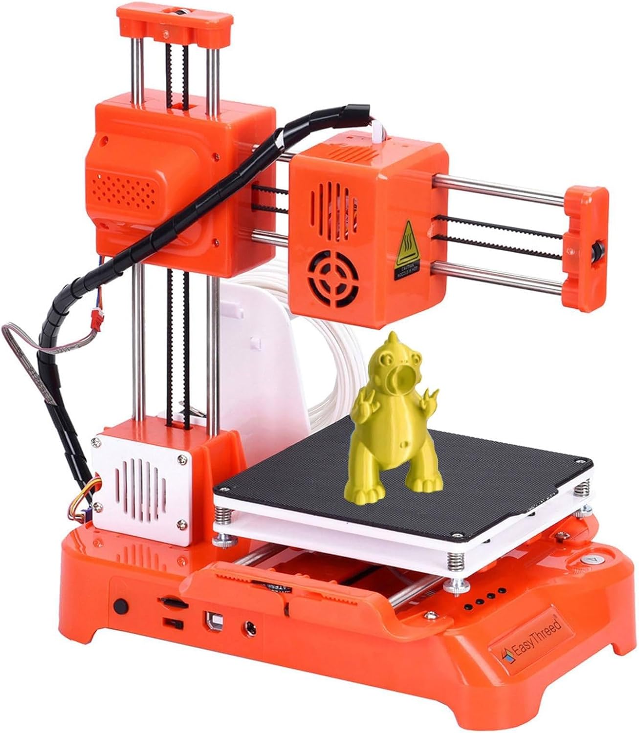 Mini 3D Printer for Kids, K7 Desktop 3D Printer, with Pla Filament Magnetic Removable Plate USB Cable Tf Card, 100x100x100mm for Kids Student Education Orange