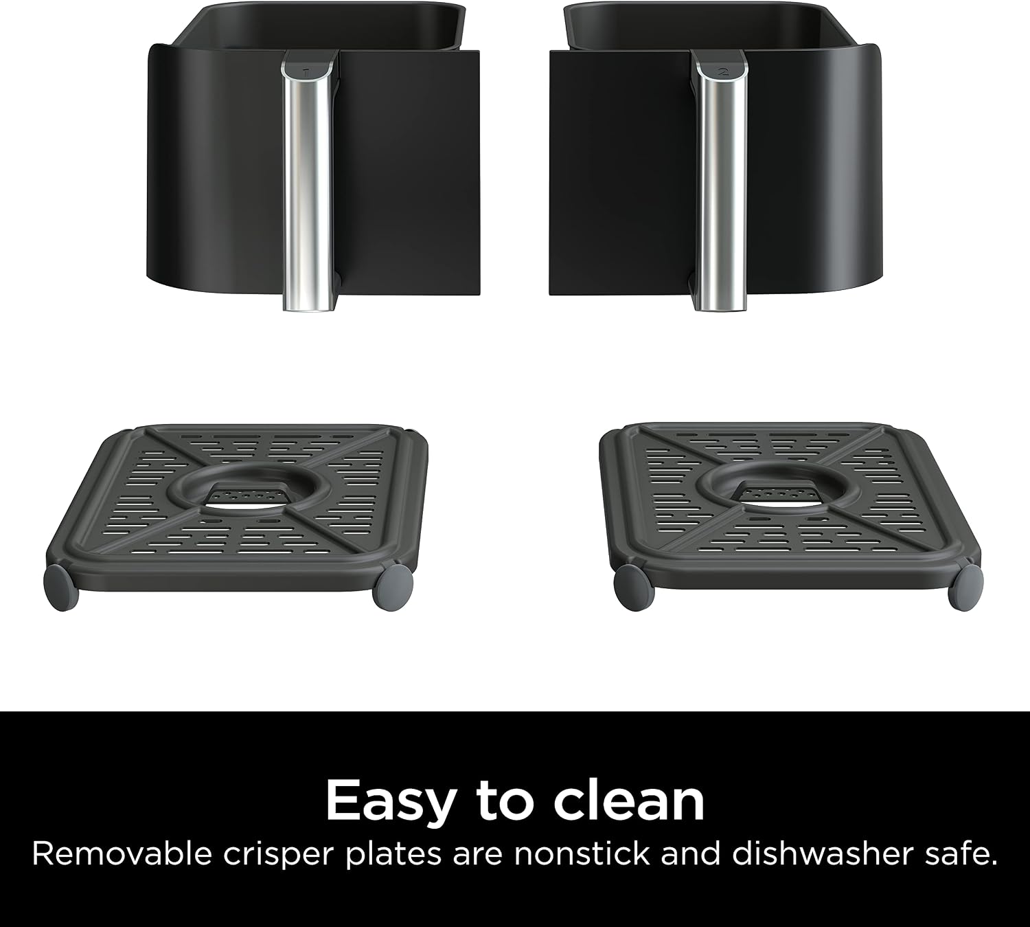 Ninja DZ090 Foodi 6 Quart 5-in-1 DualZone 2-Basket Air Fryer with 2 Independent Frying Baskets, Match Cook & Smart Finish to Roast, Bake, Dehydrate & More for Quick Snacks & Small Meals, Black