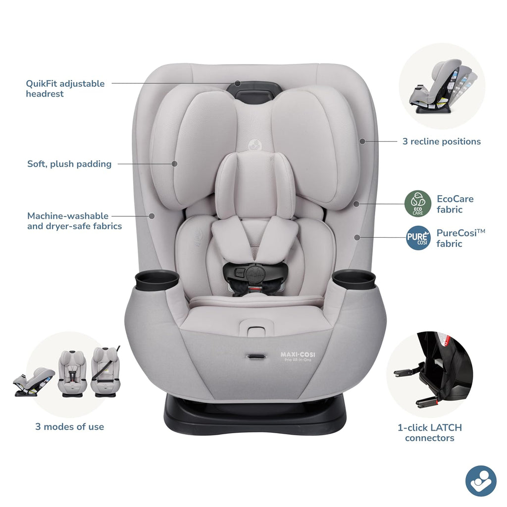 Maxi-Cosi Pria All-in-One Convertible Car Seat, Infant to Toddler Car Seat, Easy-Install Harness, Machine-Washable Cover, 5-100 lbs, SeaDrift