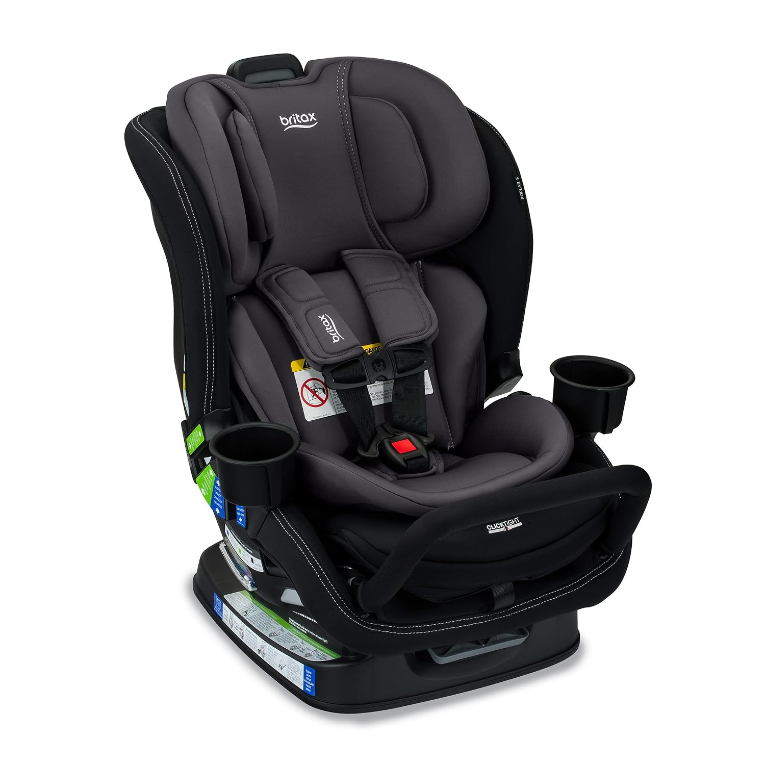 Britax Poplar S Convertible Car Seat, 2-in-1 Car Seat Extended Rear Facing, 17' Slim Car Seat Design with Fast & Easy ClickTight Installation, Anti-Rebound Bar & SafeWash Fabrics — Stone Onyx