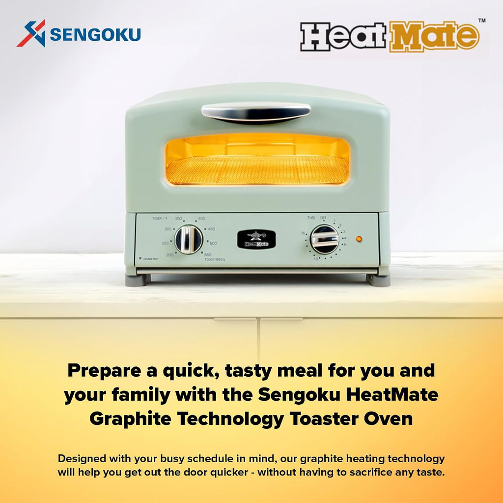 HeatMate Graphite Heating Technology Pop-Up Toaster w/7 Heat Settings, 3 Toasting Functions & Unique Bagel Mode, Olive Green