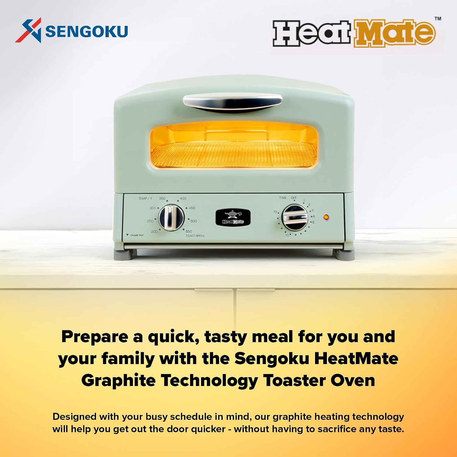 HeatMate Graphite Heating Technology Pop-Up Toaster w/7 Heat Settings, 3 Toasting Functions & Unique Bagel Mode, Olive Green