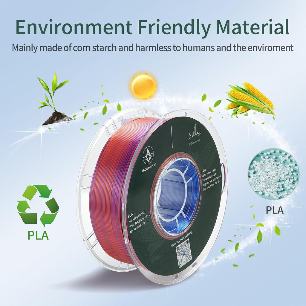 PLA 3D Printer Filament Bundle, Silk PLA Filament Dimensional Accuracy +/- 0.02 mm, 16 x 1 kg Spool(48lbs), 1.75 mm,Multiple tri-Colors.