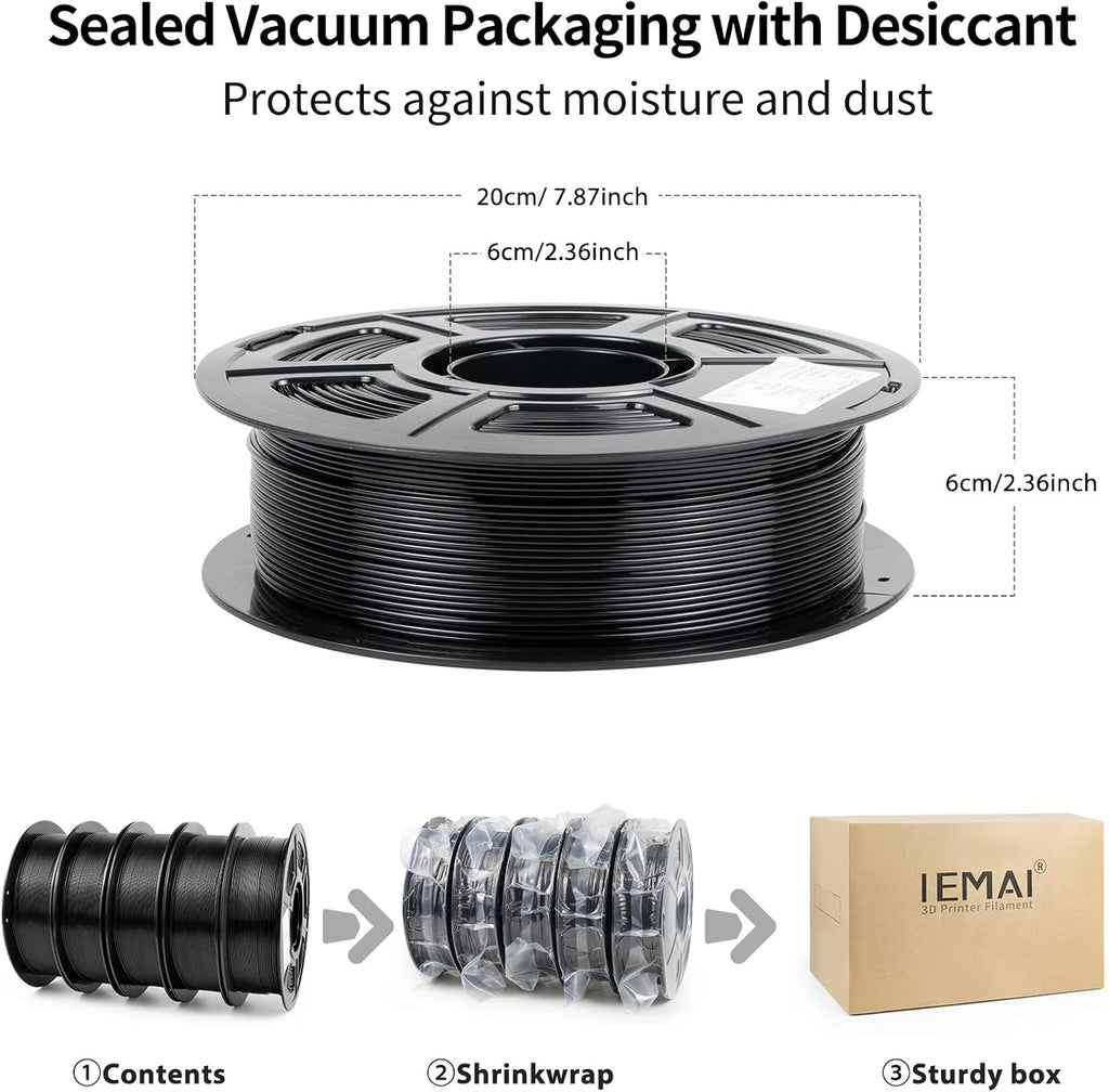 IEMAI PC-CF 3D Printer Filament 1.75mm Bundle 5KG, Matte Black Carbon Fiber Reinforced Polycarbonate with Superior Strength & Rigidity, Impact & High-Temperature Resistant