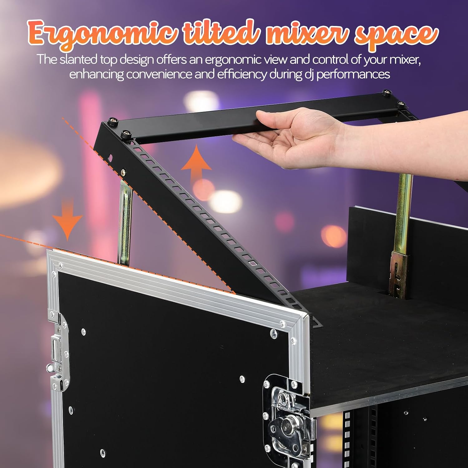 16u Road/Rack Case with 60° Slant Mixer Top, 2 Side Table up to 110lb 20' Rackable Depth Plywood, 4 Casters with Brake System & Tour Grade Hardware ATA Rack Cases Audio Mixer for Pro Stage Performance